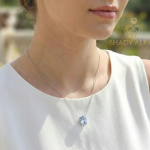 Aqua Necklace Stone size: 6.87 × 4.99 mm