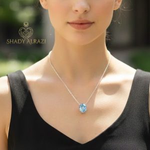 Aqua Necklace Stone size: 7.76 × 9.97 mm